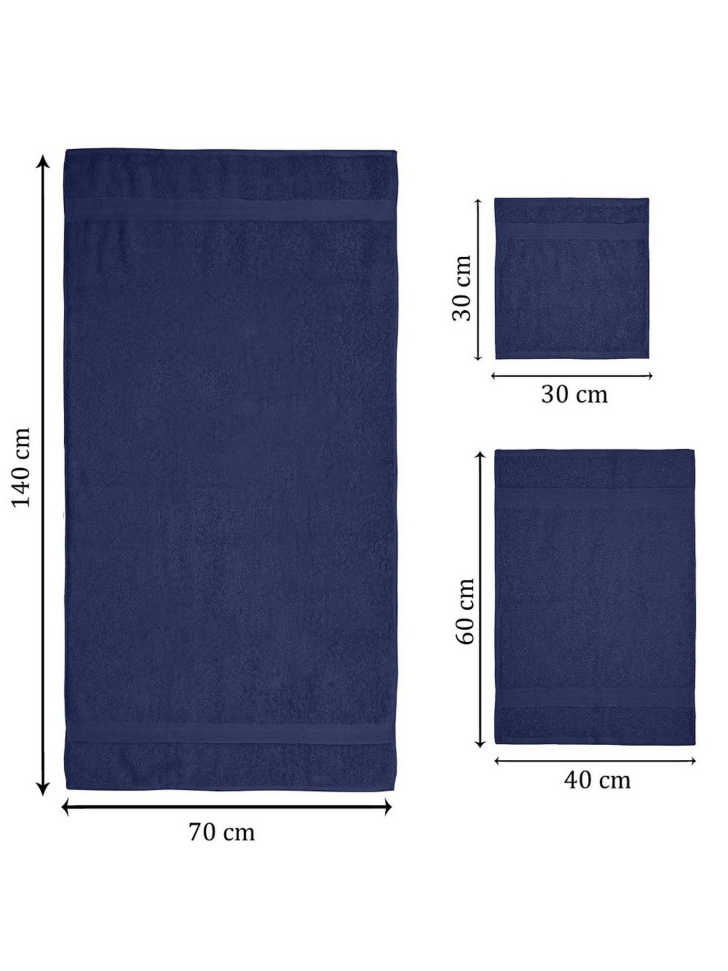 Haus & Kinder Self Pink & Navy Blue 500 GSM Cotton Towel Combo - Set of 6