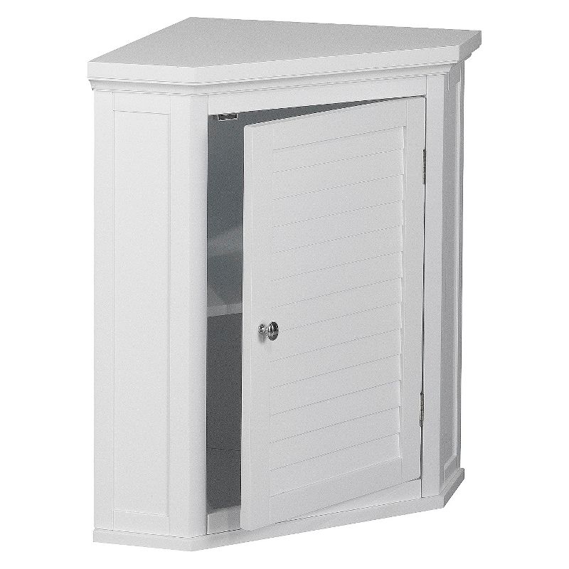 Slone White Shuttered Corner Cabinet - Elegant Home Fashion