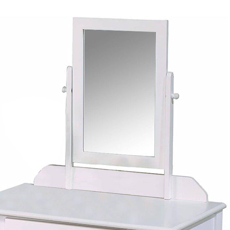 Wood and Fabric Vanity Set with Tilting Vertical Mirror Beige/White - Benzara
