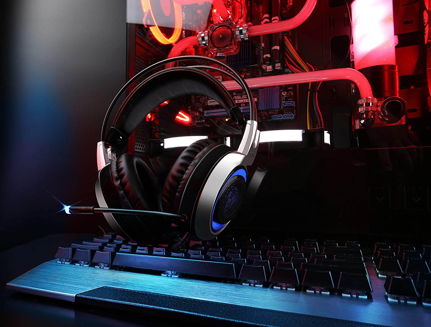 SOMIC G951 USB Plug Stereo Sound Gaming Headset for PC, PS4, Laptop, with Vibration Bass, Mic &RGB LED lights (Black)