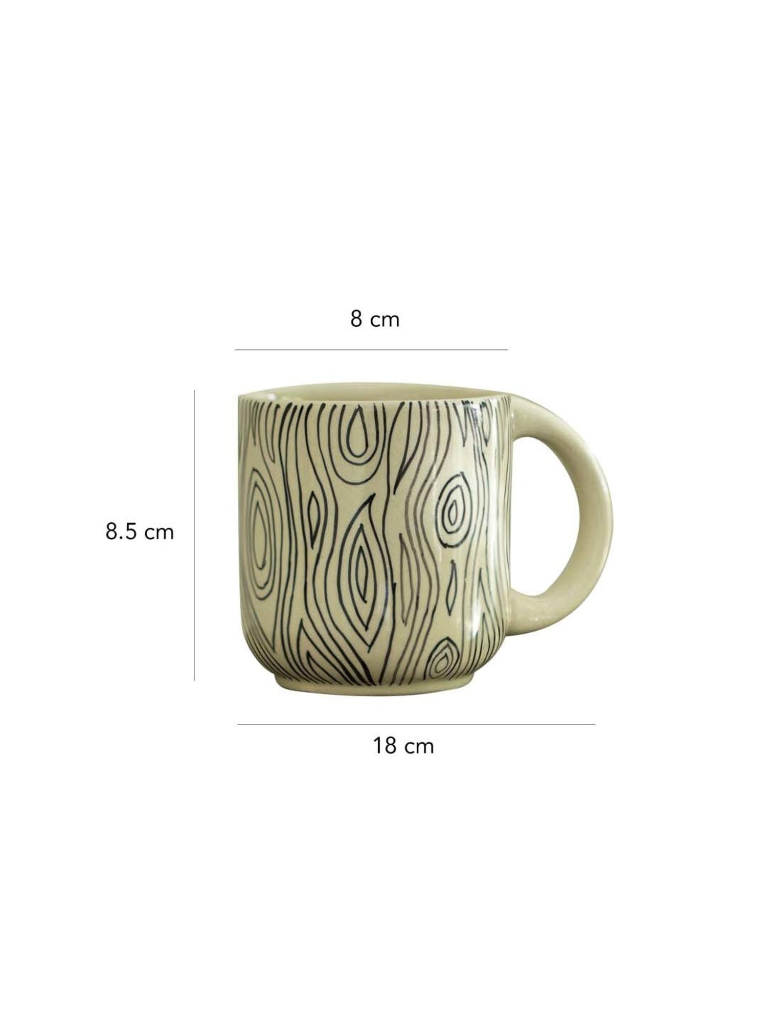 Ellementry Livada Off-White & Black Ceramic Mug (0.2 L) - Set of 2