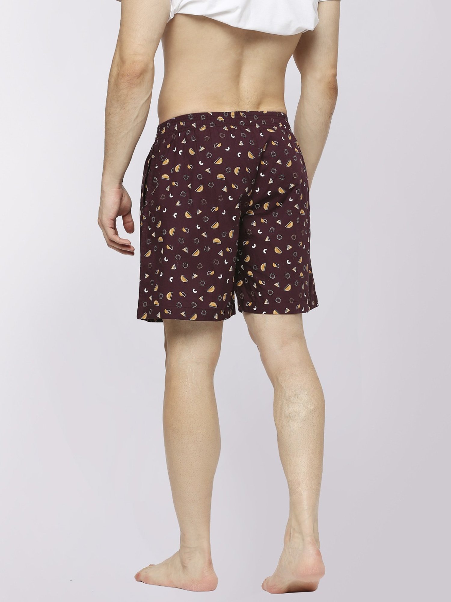 Frenchie Brown Cotton Relaxed Fit Printed Boxers