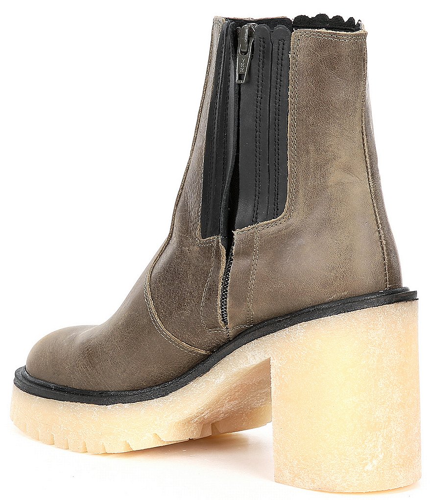 Free People James Leather Block Heel Chelsea Booties