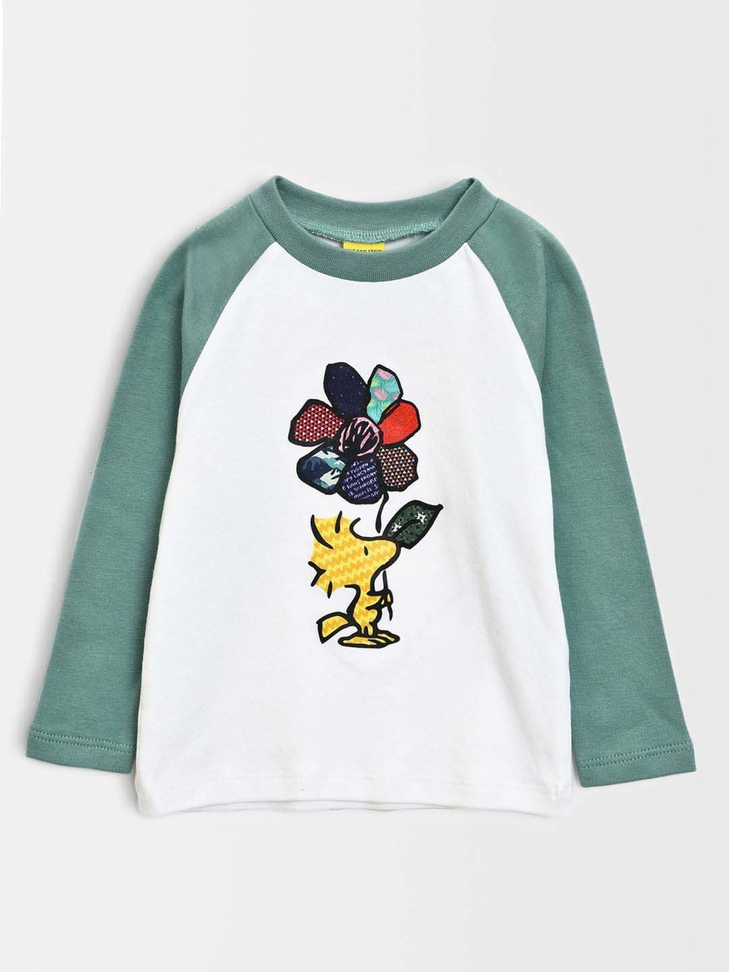 MiArcus Kids PEANUTS WINSOME White & Blue Cotton Printed Full Sleeves T-Shirt