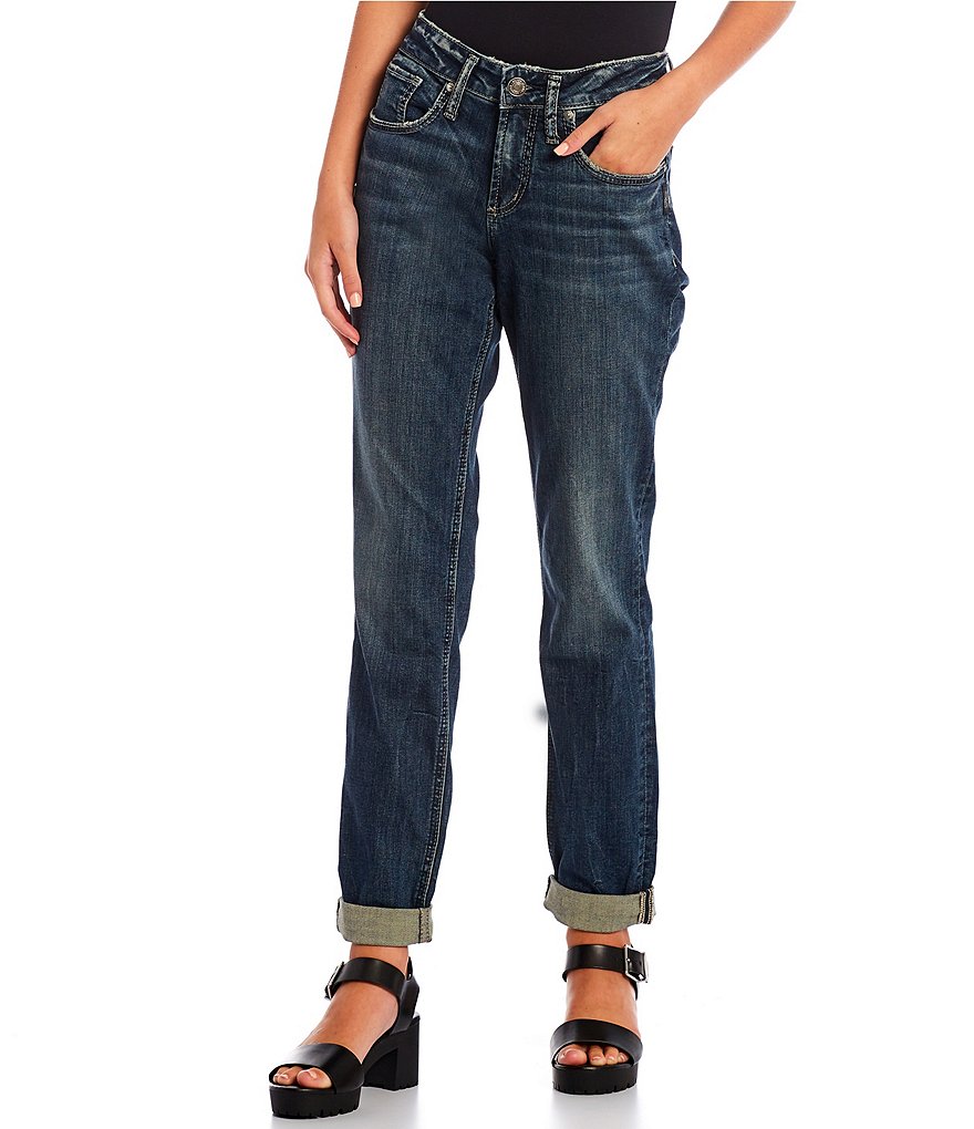 Silver Jeans Co. Boyfriend Mid Rise Rolled Cuff Jeans