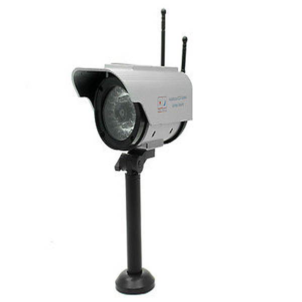 Fake Dummy Solar Powered Security CCTV Camera Cam Red Blinking LED W/2 Antennas