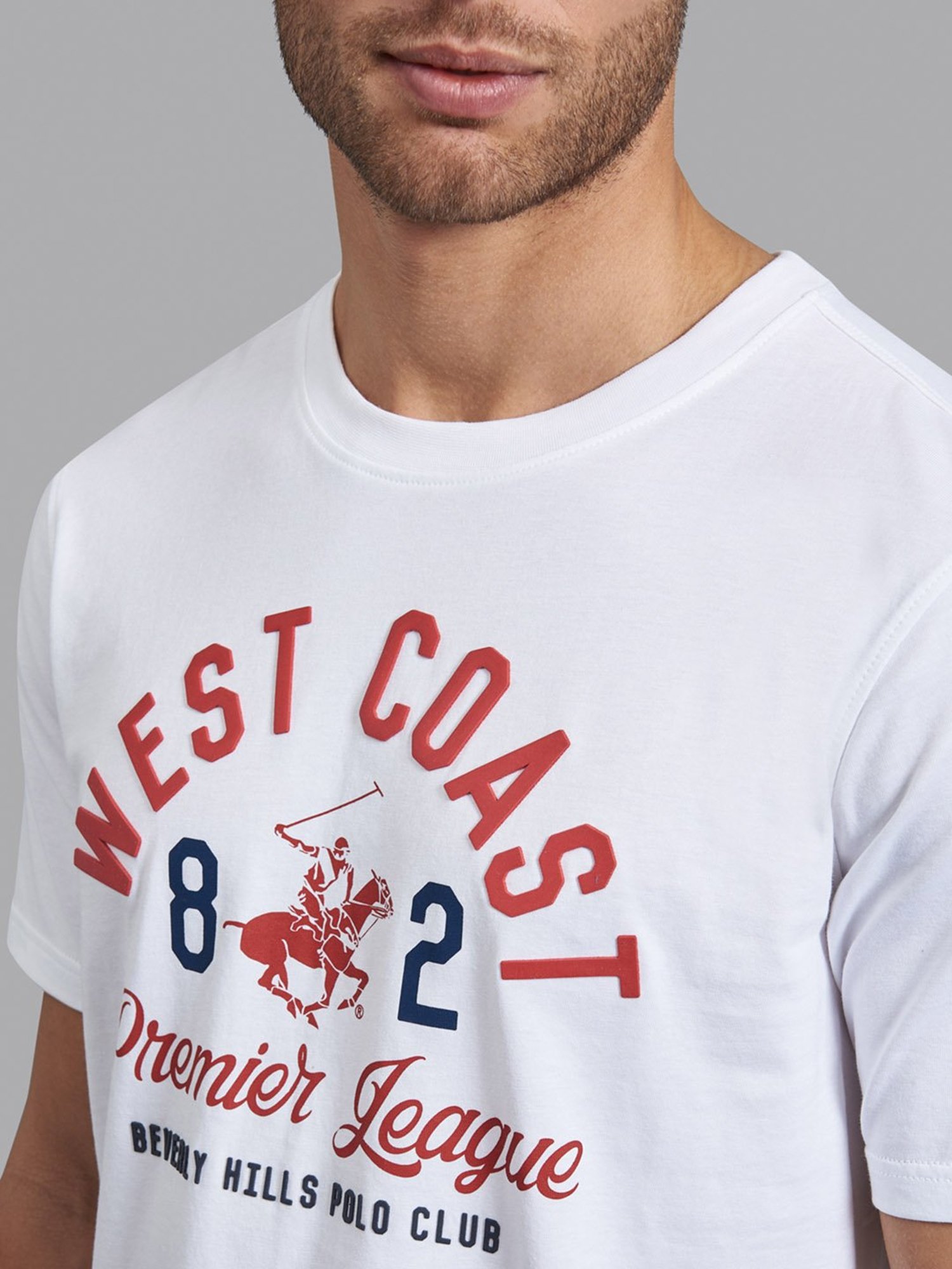 Beverly Hills Polo Club White Cotton Regular Fit Printed T-Shirt
