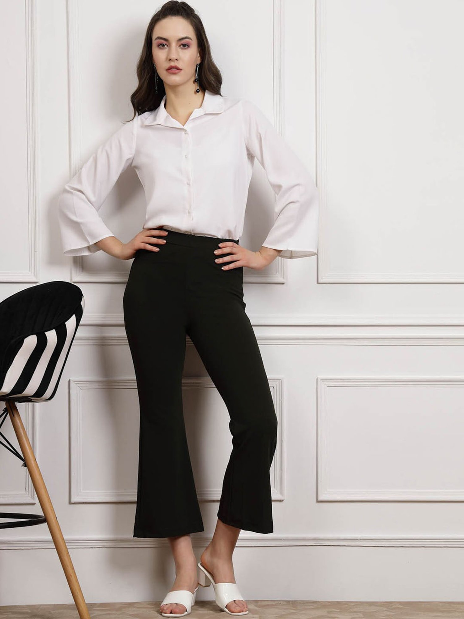 Melon by PlusS Olive Regular Fit Mid Rise Trousers