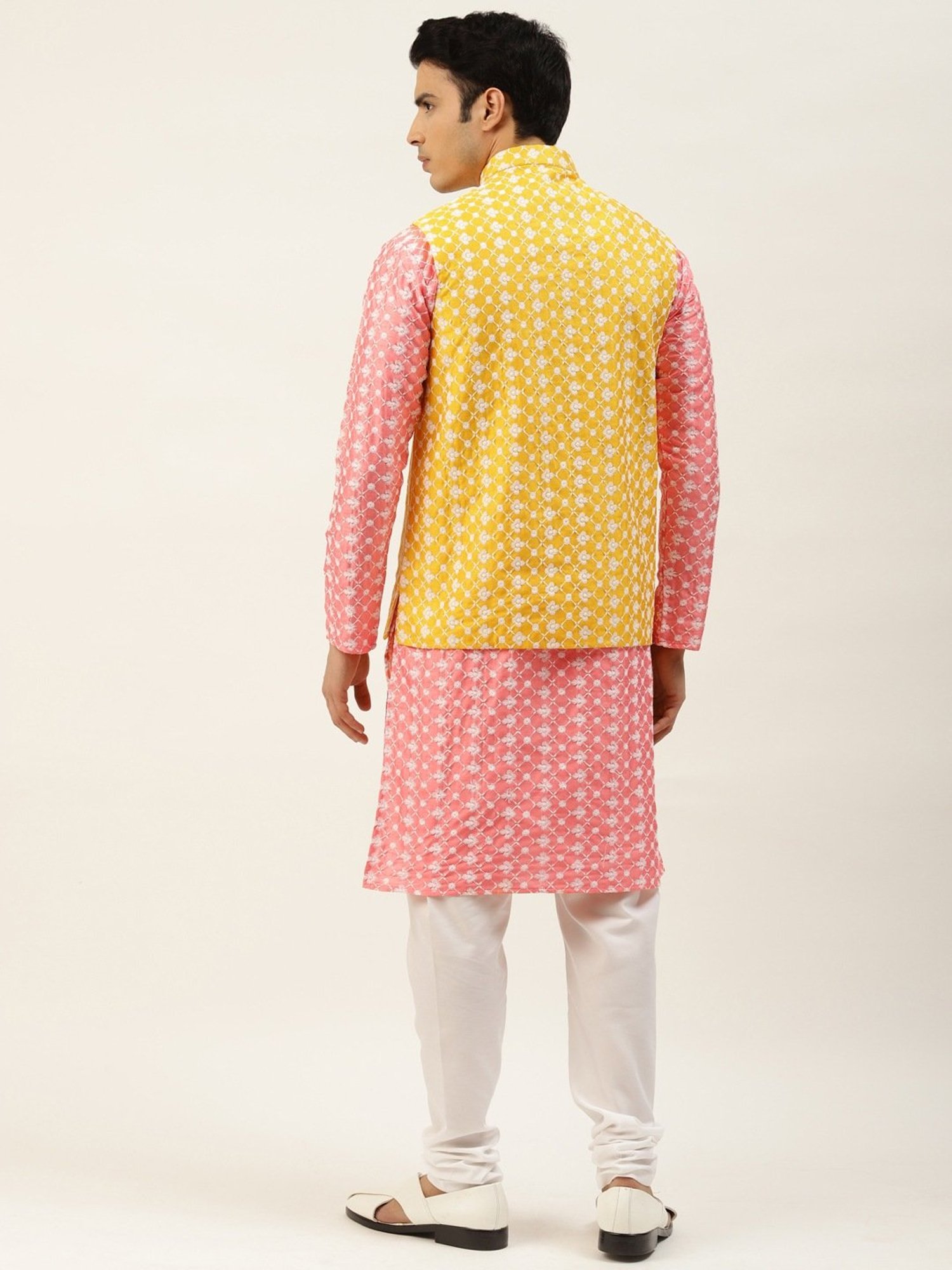 Sojanya Pink Regular Fit Embroidered Kurta Set With Jacket