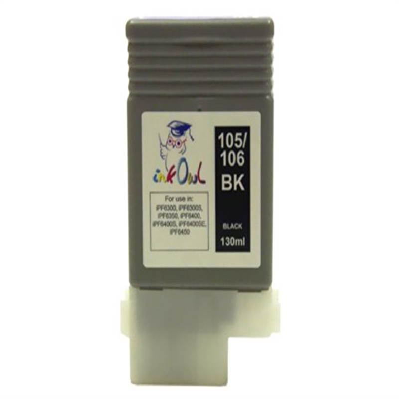 InkOwl Compatible Ink Cartridge Replacement for CANON PFI-105BK, PFI-106BK (130ml, Black) for iPF6300, iPF6300S, iPF6350, iPF6400, iPF6400S, iPF6400SE, iPF6450 printers