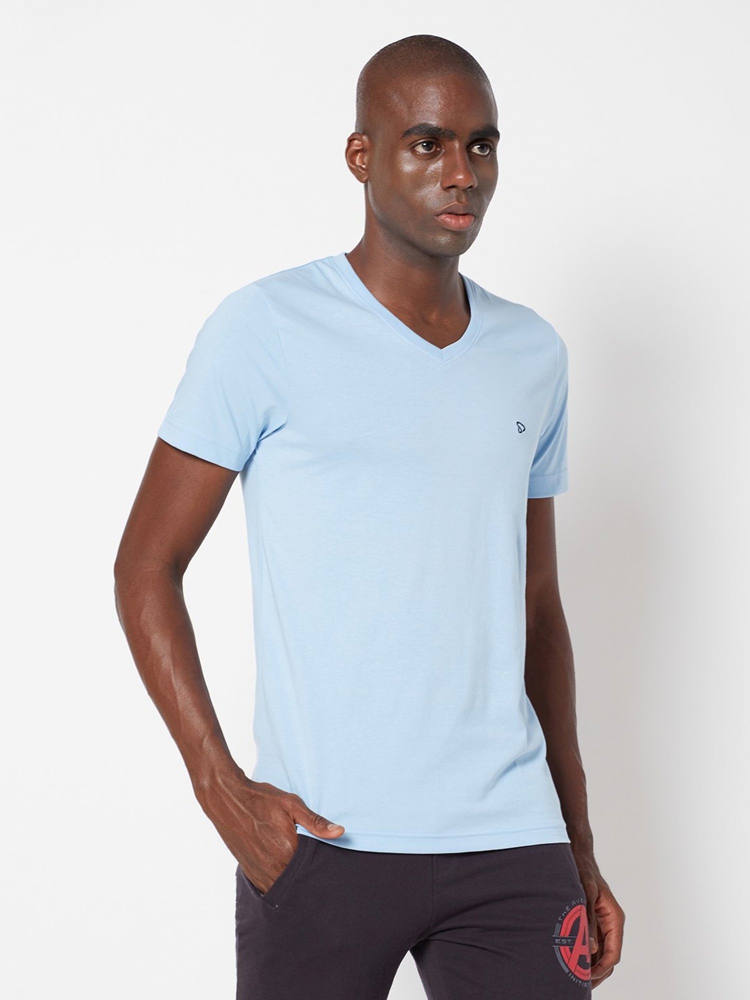 Sporto Iris Blue Regular Fit T-Shirt