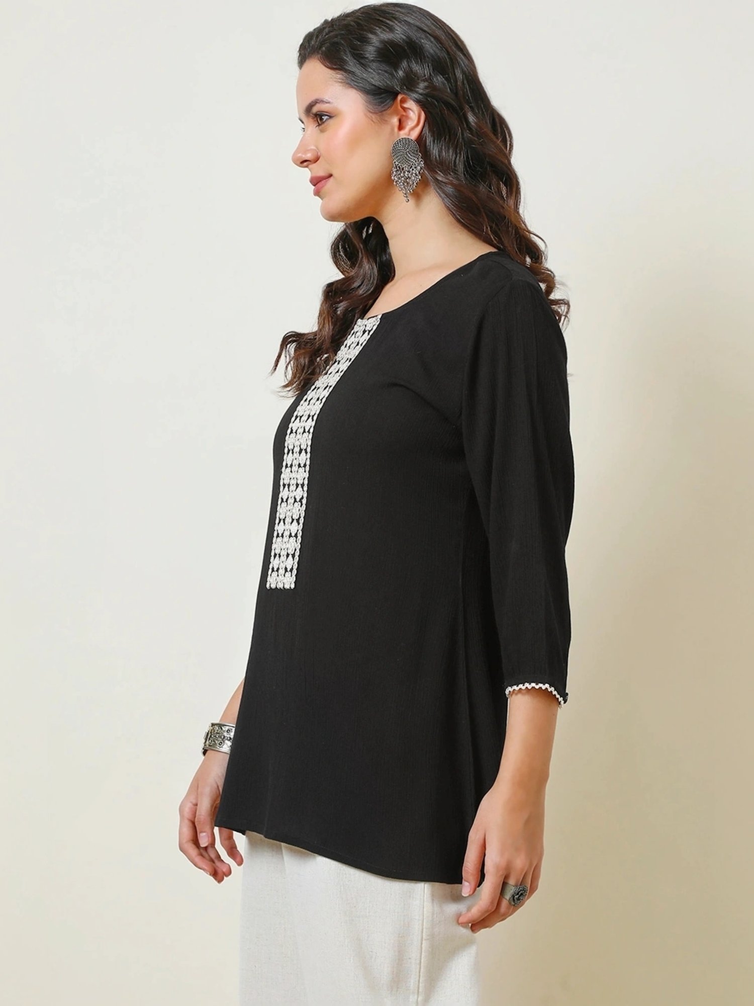 Soch Black Embroidered Top