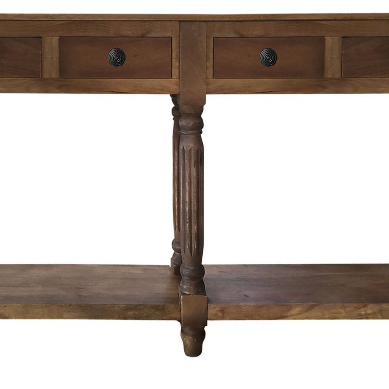 Traditional Wooden Console Table with 4 Drawers and Turned Legs Brown - The Urban Port