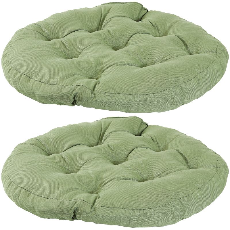 Sunnydaze Indoor/Outdoor Olefin Large Round Tufted Floor Meditation or Chair Cushion - 22" - Green - 2pk