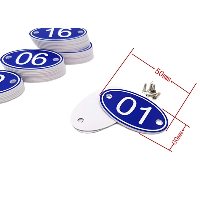 Engraved 30mm x 50mm Oval Table Numbers (51-100) Pubs Restaurants Clubs - Black - 51 to 100