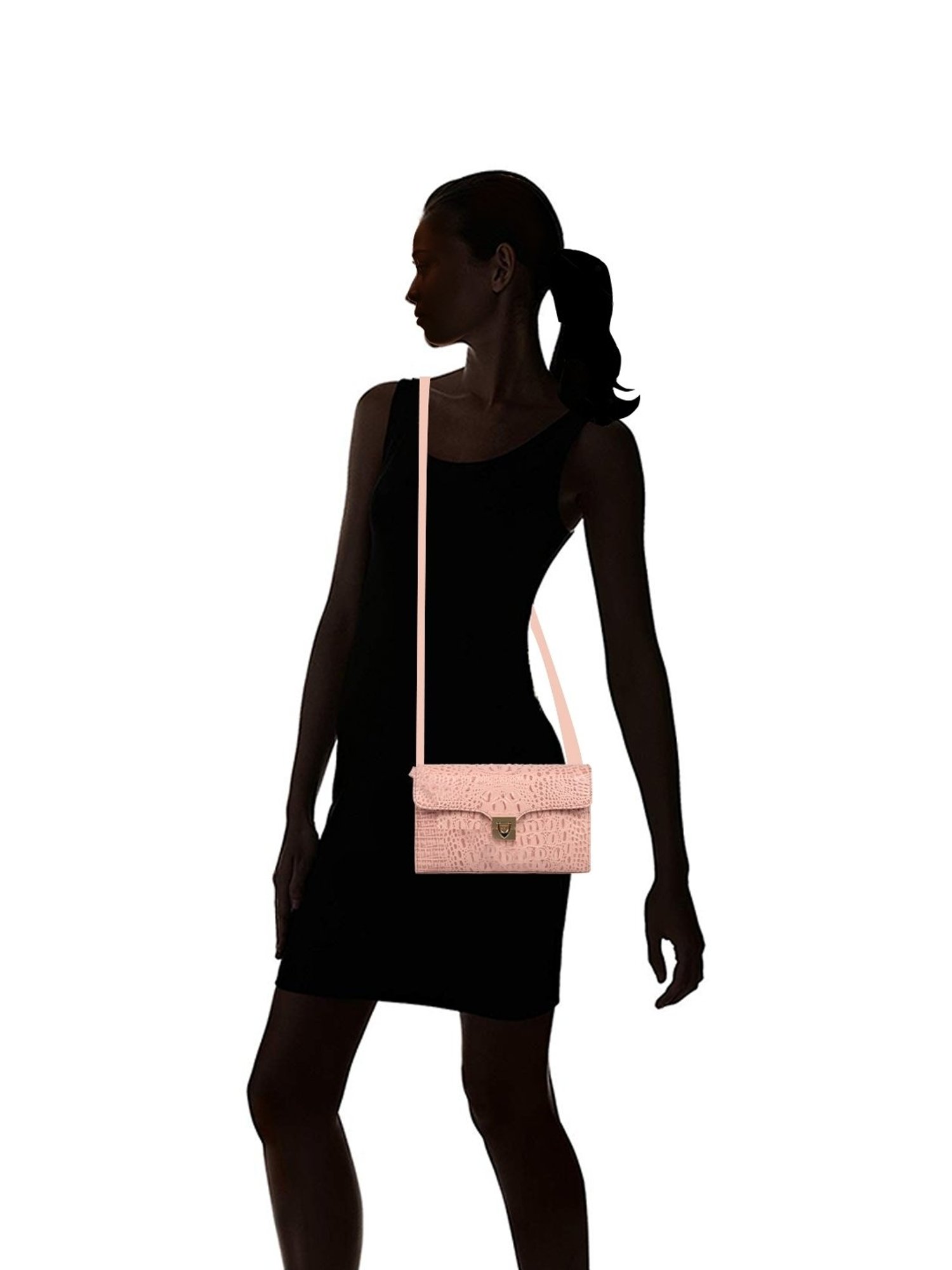 Hidesign Pink Textured Medium Sling Handbag