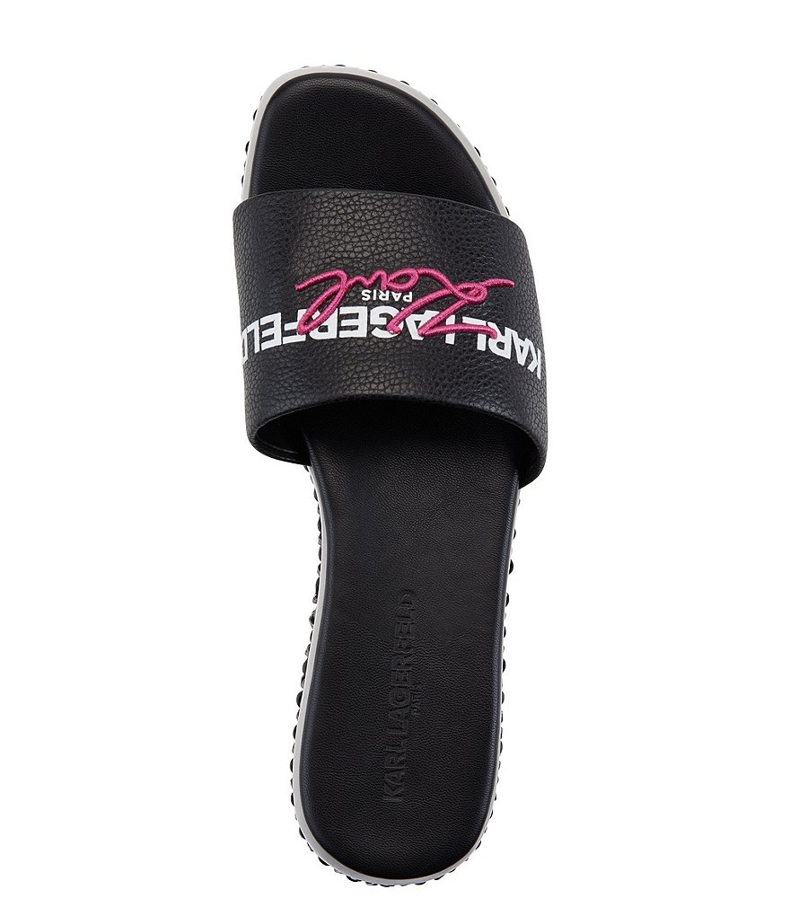 KARL LAGERFELD PARIS Beda Leather Signature Logo Slides