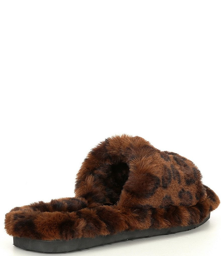 Antonio Melani Lushhh Leopard Print Faux Fur Slippers