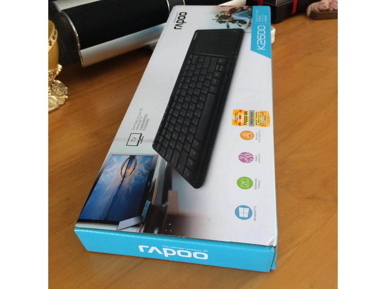 Rapoo K2600 2.4G Wireless Touch Keyboard Slim Keyboards with Big Touch Pad Panel for Smart TV/Laptop/Computer/Tablet