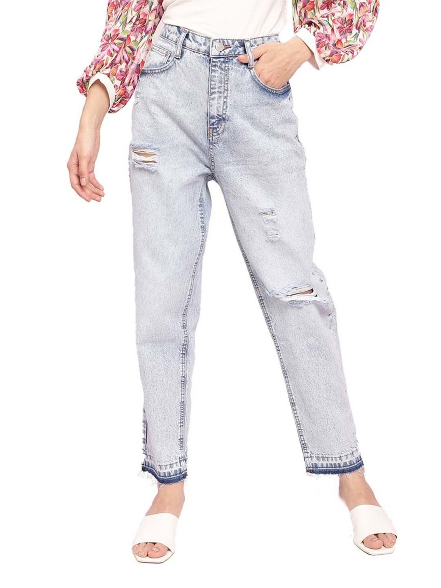 KENDALL + KYLIE Blue Cotton Mid Rise Jeans