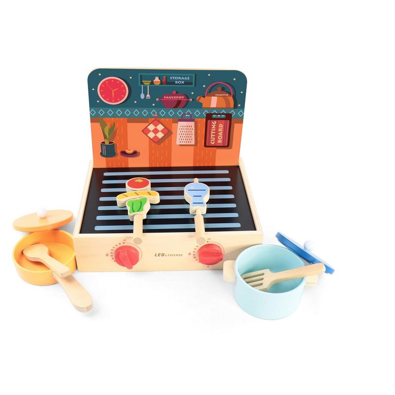 Melissa & Doug Stir and Serve Cooking Utensils (7pc) - Stainless Steel and Wood