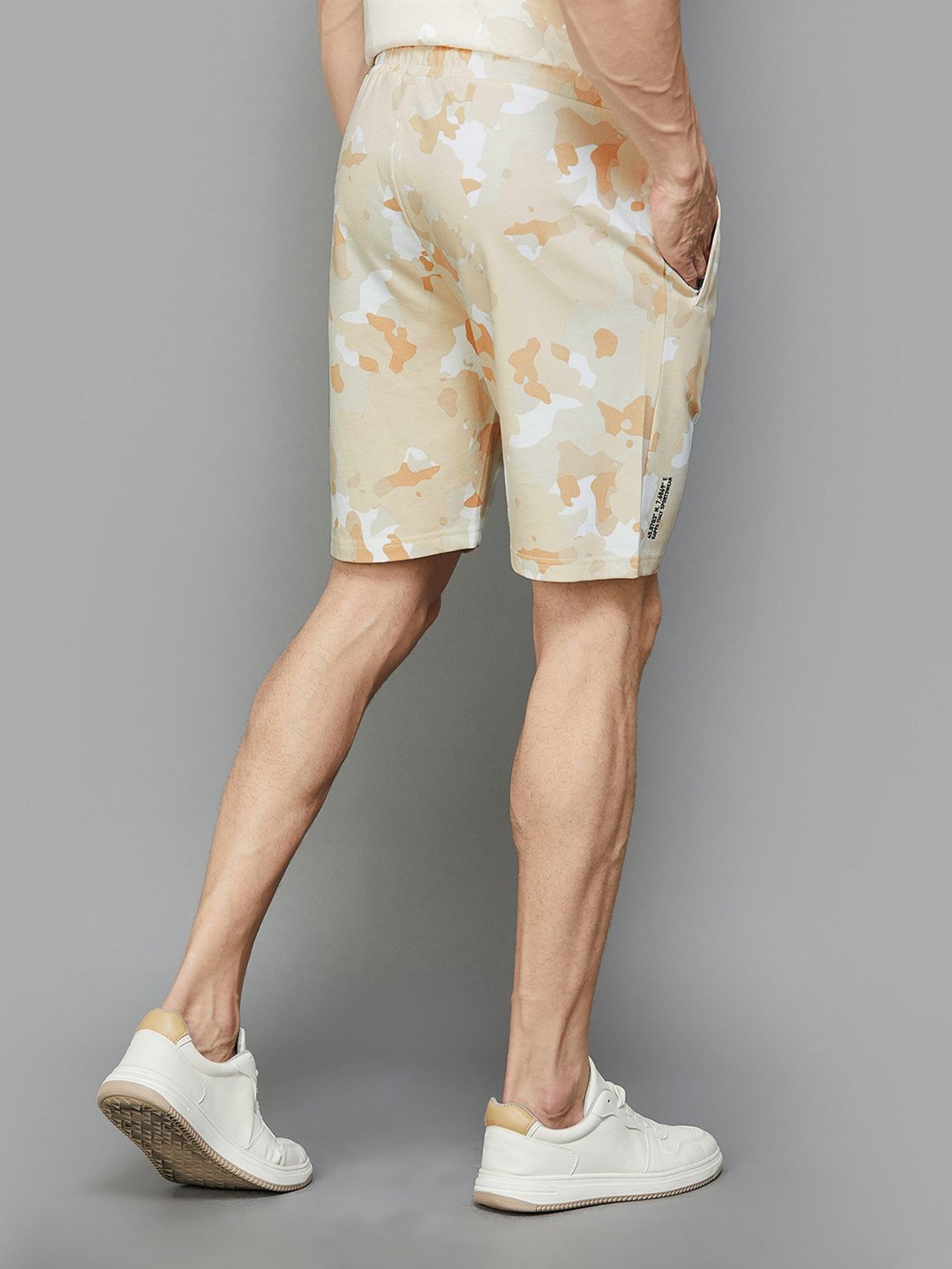 KAPPA Off White Regular Fit Printed Shorts