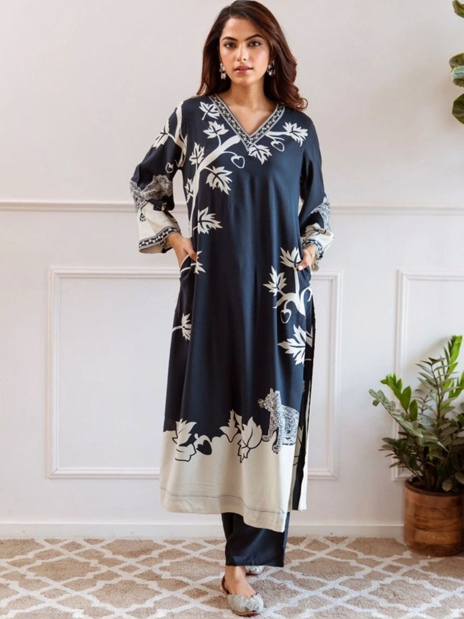 Autumnlane Blue Jagdeep Azure Printed Kurta with Pant