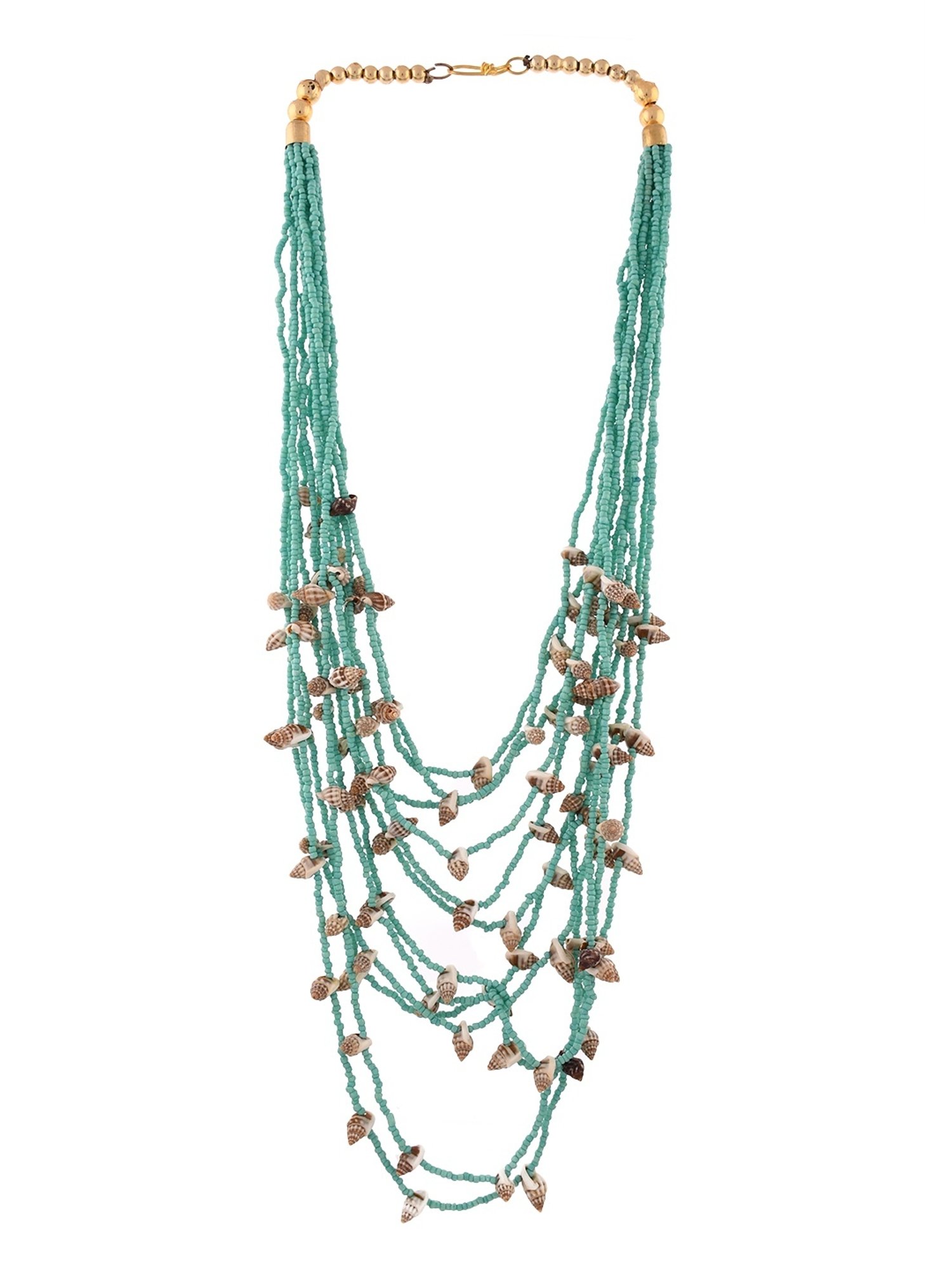 Imli Street Green Long Beaded Handcrafted Tribal Necklace