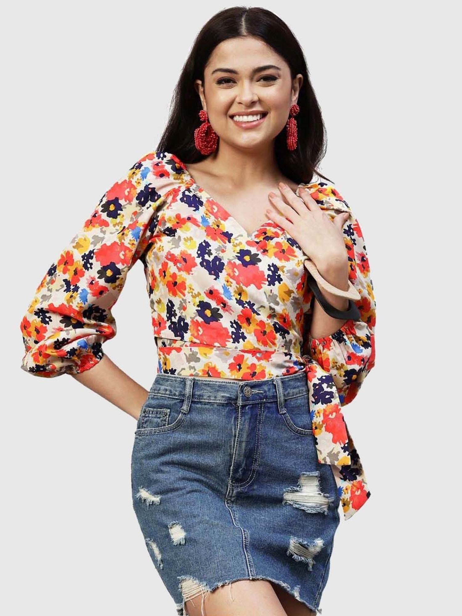 SELVIA Multicolored Printed Top