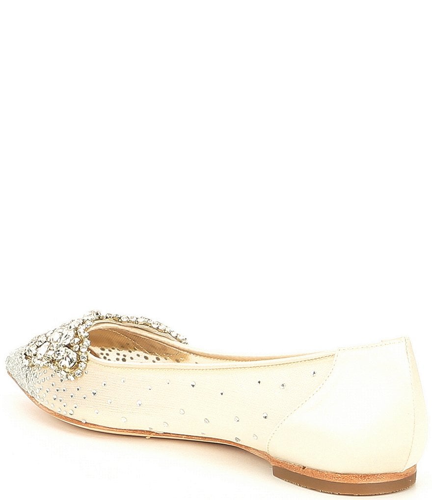 Badgley Mischka Quinn Satin Butterfly Toe Dress Flats