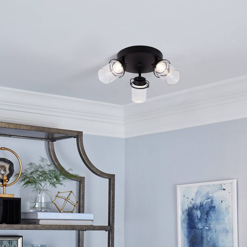 11" 3-Light LED Integrated Round Track Lighting Kit Black - Cresswell Lighting