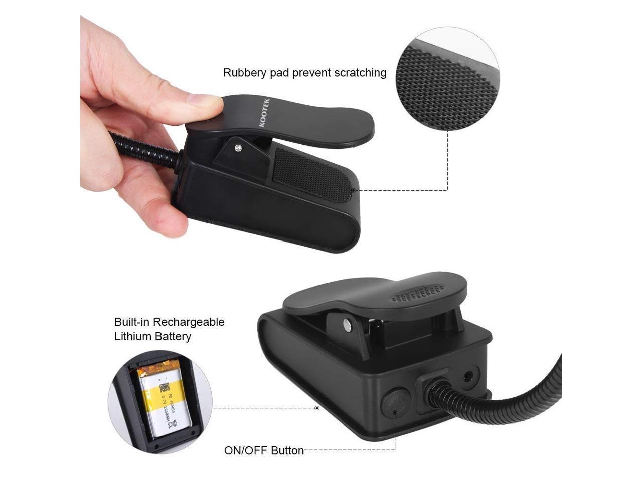 Clip On Book Lights Music Light Stand 10 LED Orchestra Lamp Adjustable Neck Reading Light Rechargeable USB Desk Lamp