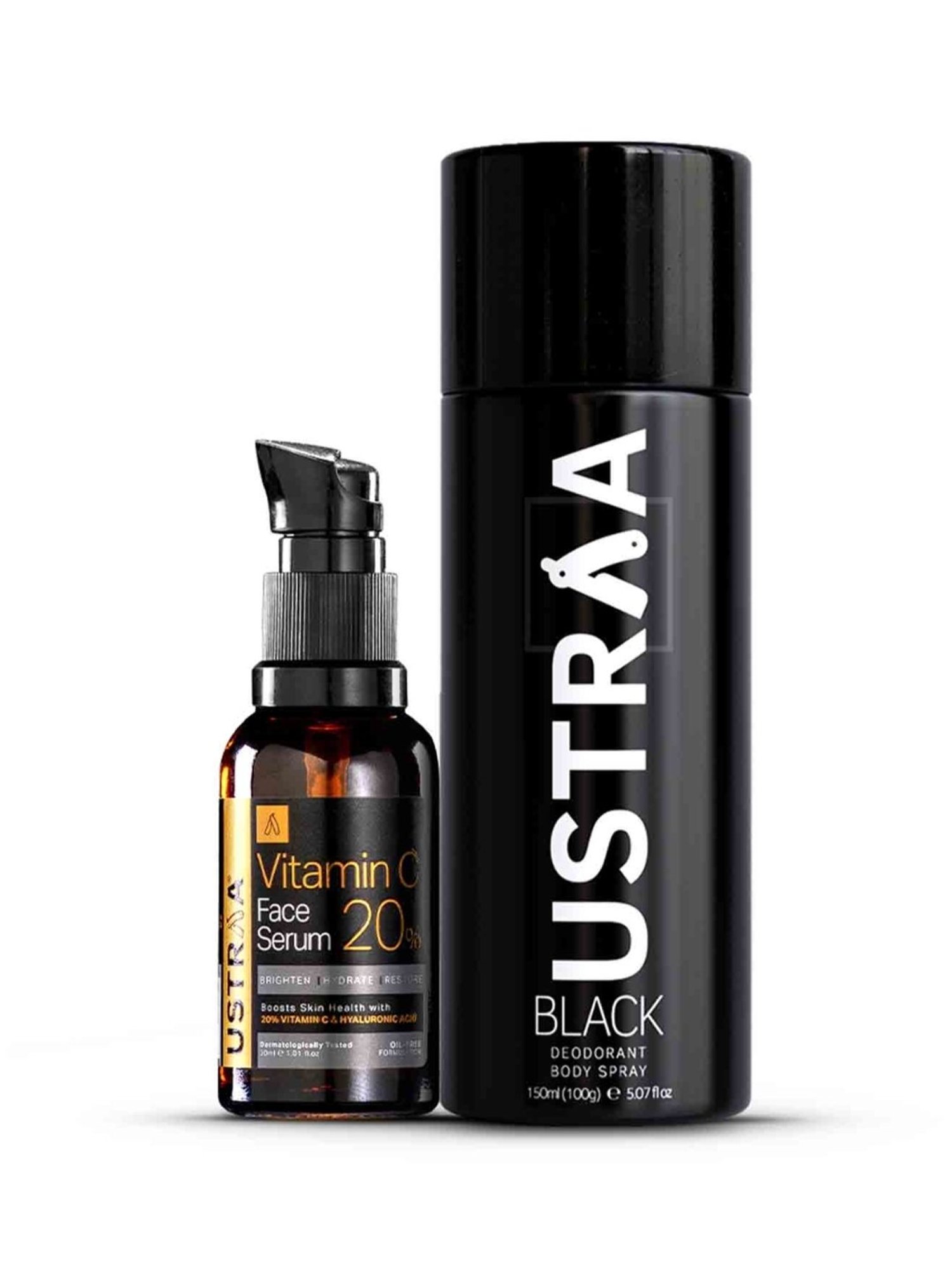 Ustraa Vitamin C Face Serum & BLACK Deodorant Body Spray