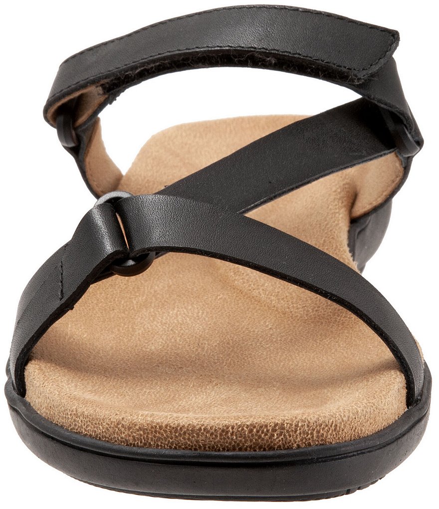 Trotters Raja Leather Adjustable Hook and Loop Slide Footbed Sandals