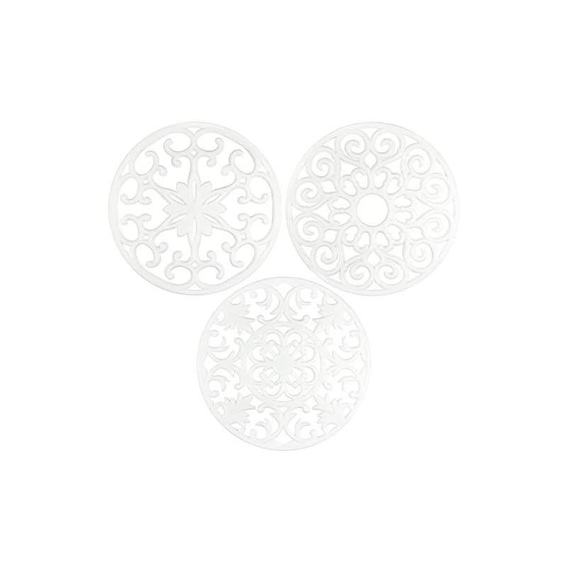 Extra Large, Extra Thick, 10&rdquo; Silicone Trivets for Pots, Pans and Hot Dishes, Trivet Mat, Non-Slip, Dishwasher Safe, for Countertops, Dining Tables, 10 x 3/8 inches, Set of 3, White