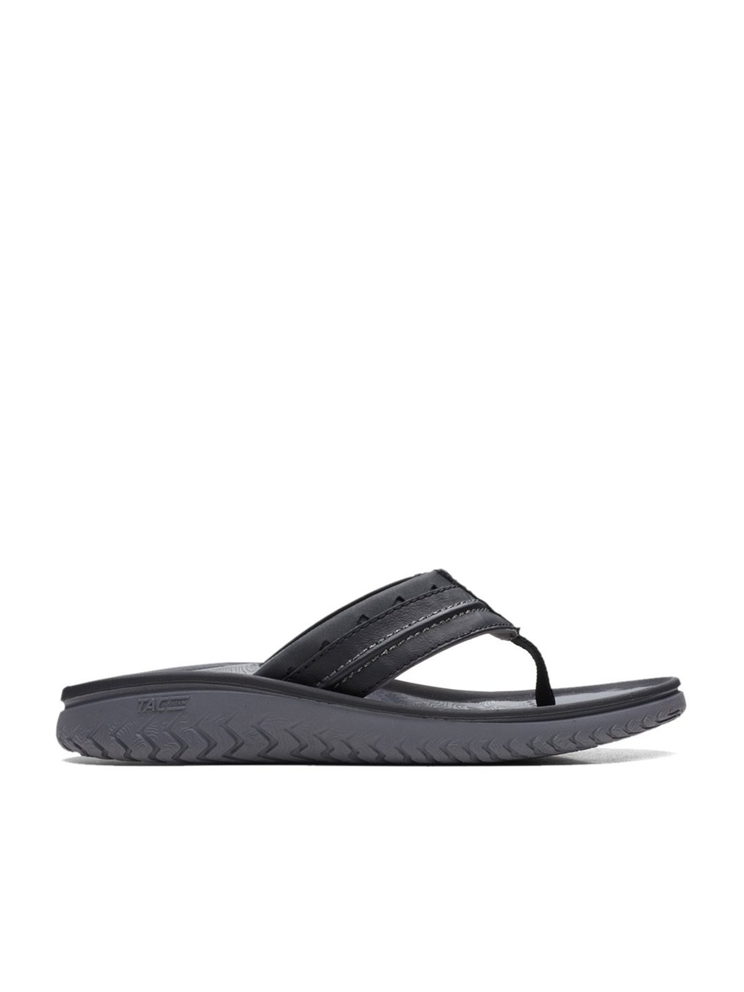 Clarks Men's Wesley Post Black Thong Sandals