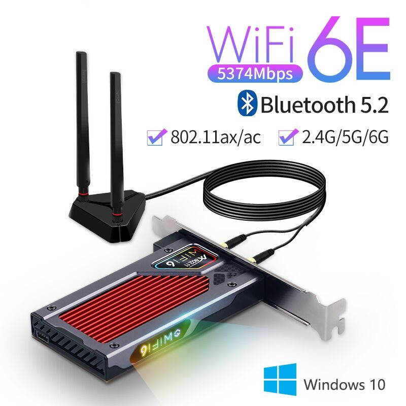 Plugadget Desktop Wi-Fi 6E AX210 PCIe WiFi Adapter 2.4Ghz/5G/6G Bluetooth 5.2 802.11ax Intel AX210NGW Wireless Wifi6 Card Windows 10