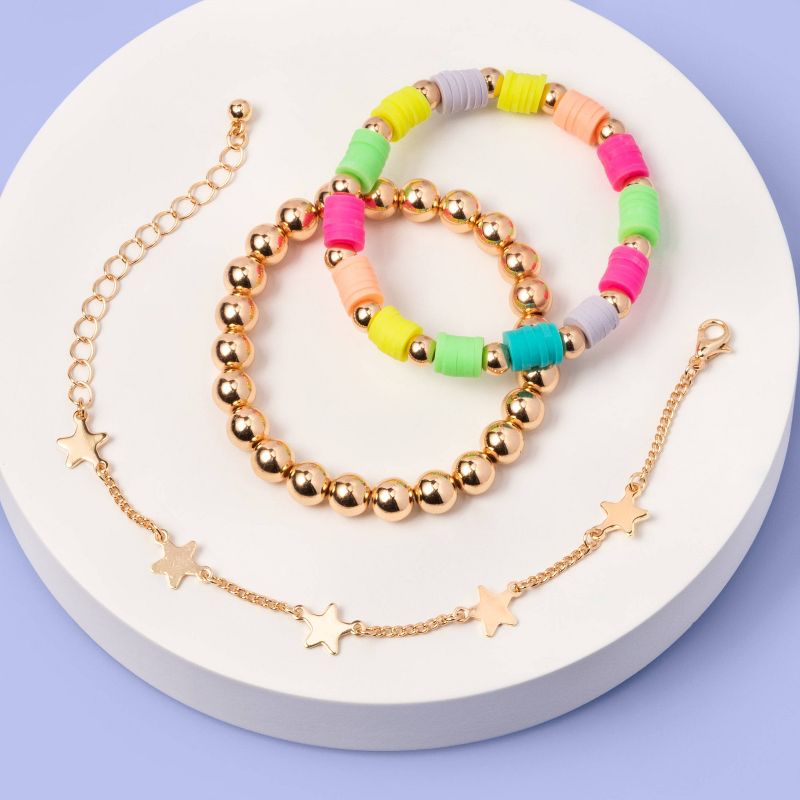 Kids' 3pk Rainbow Star Beaded Bracelet Set - More Than Magic™