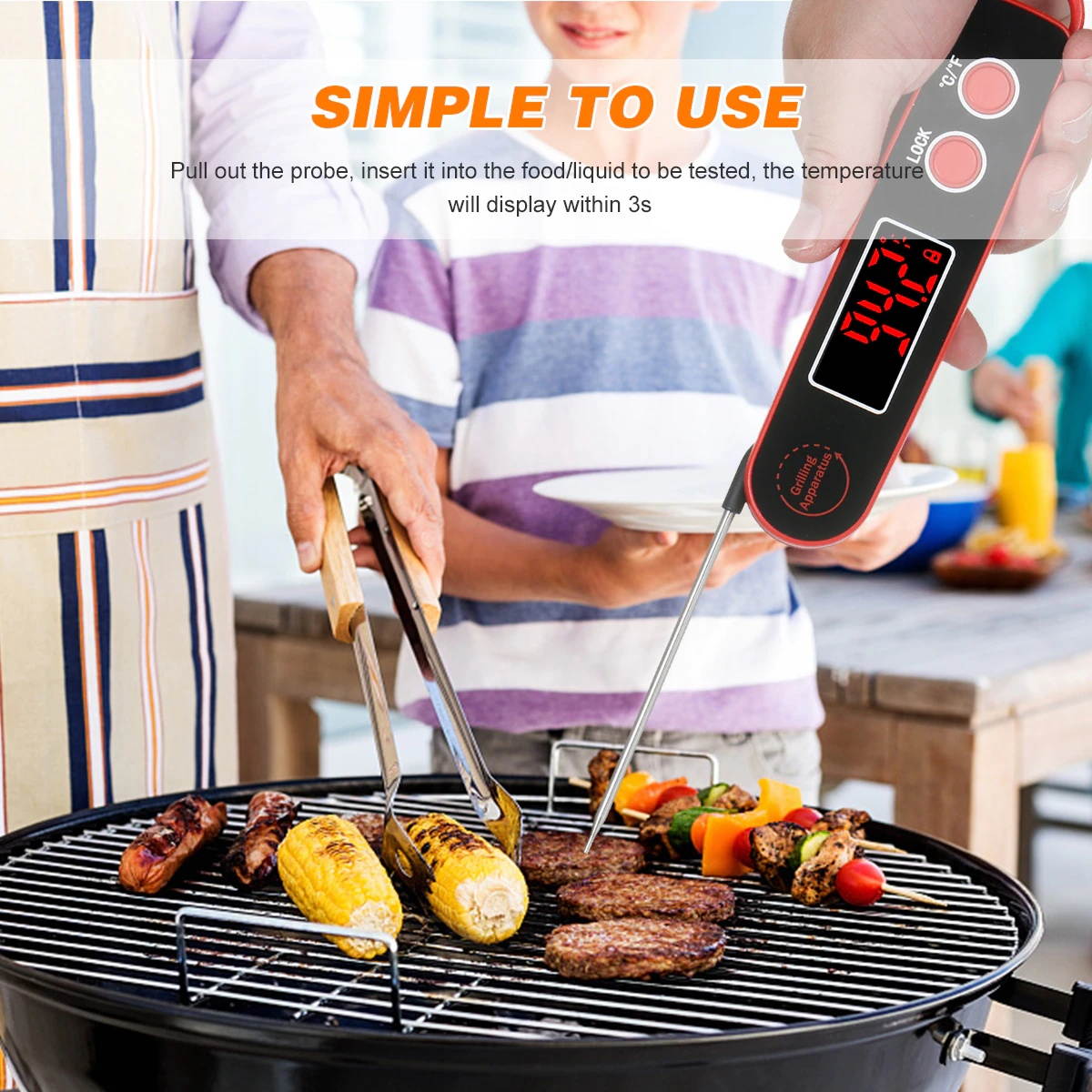 Digital Food Temperature Meter 1.9-inchInstant Read Meat Soup Beverage Food Thermometer Folding Probe Cooking Thermometer