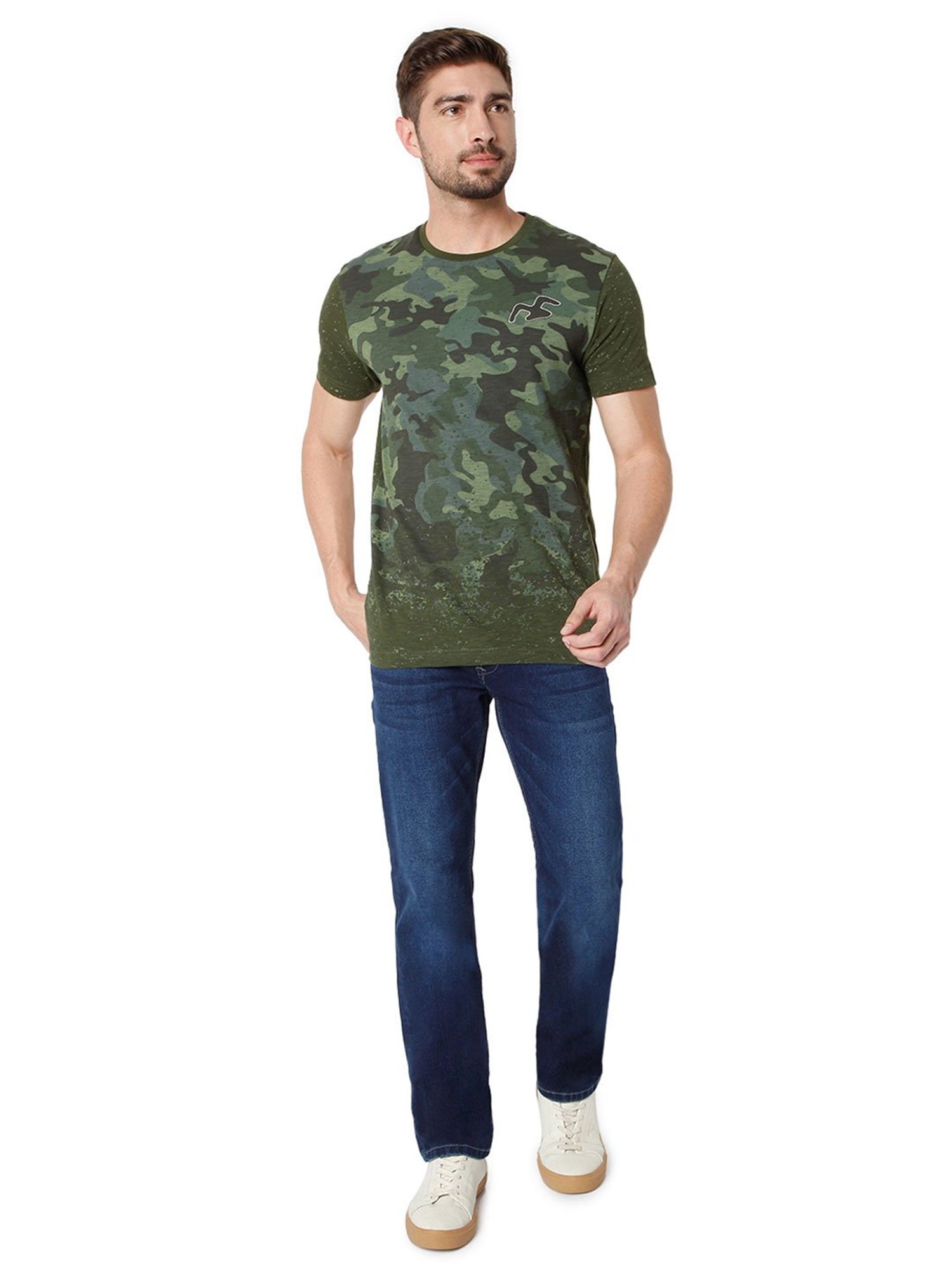 Mufti Olive Camo Print T-Shirt