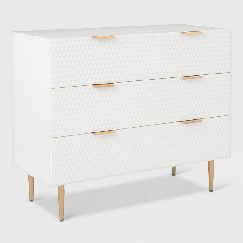 Jolie 3 Drawer Standard Dresser White - Adore Decor