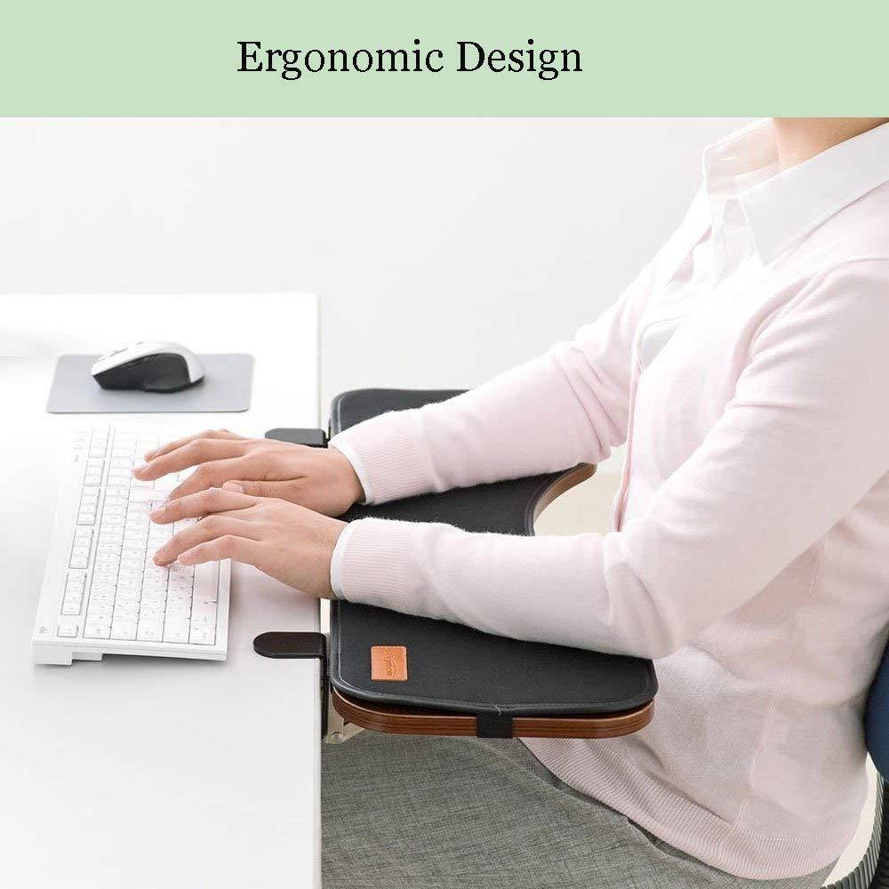 Ergonomic Desk Extender Clamp On Keyboard Tray Under Desk Adjustable Mouse and Keyboard Tilted Tray Table Mount Armrest Shelf Stand Slide Computer Elbow Arm Support