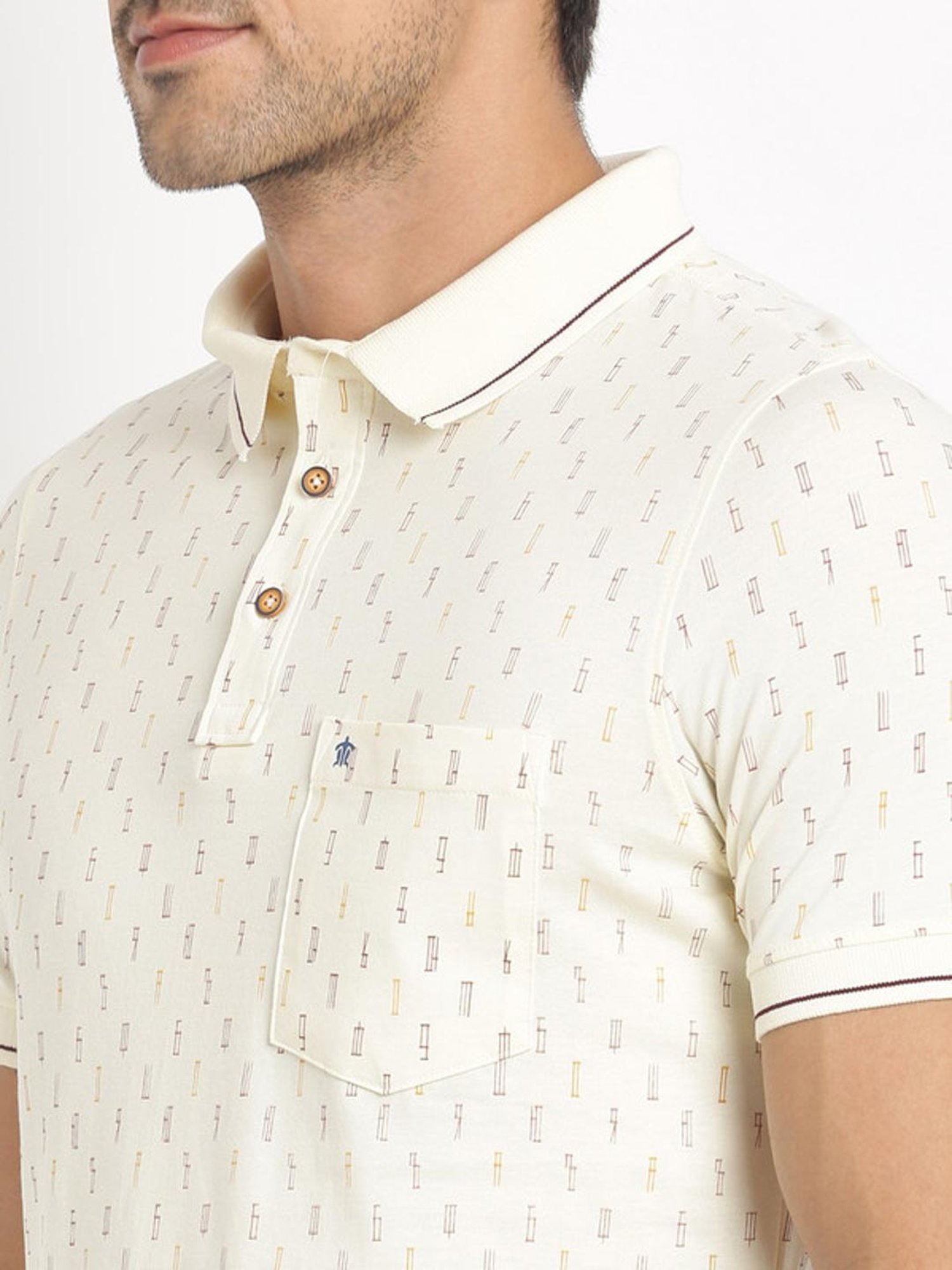 Turtle Yellow Slim Fit Printed Polo T-Shirts