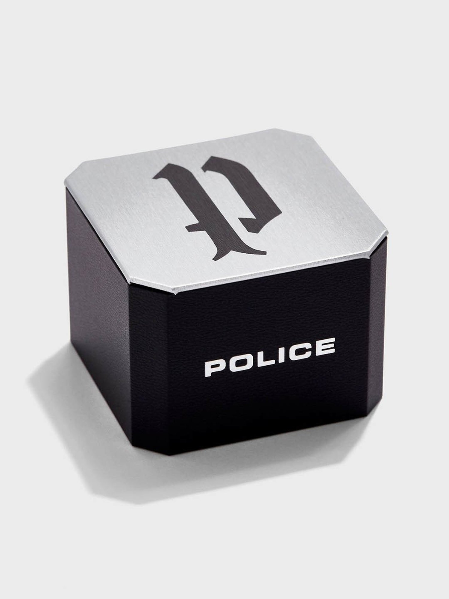 Police Warren Wing Logo Emblem Men's Black Leather Bracelet- PEAGB0033604