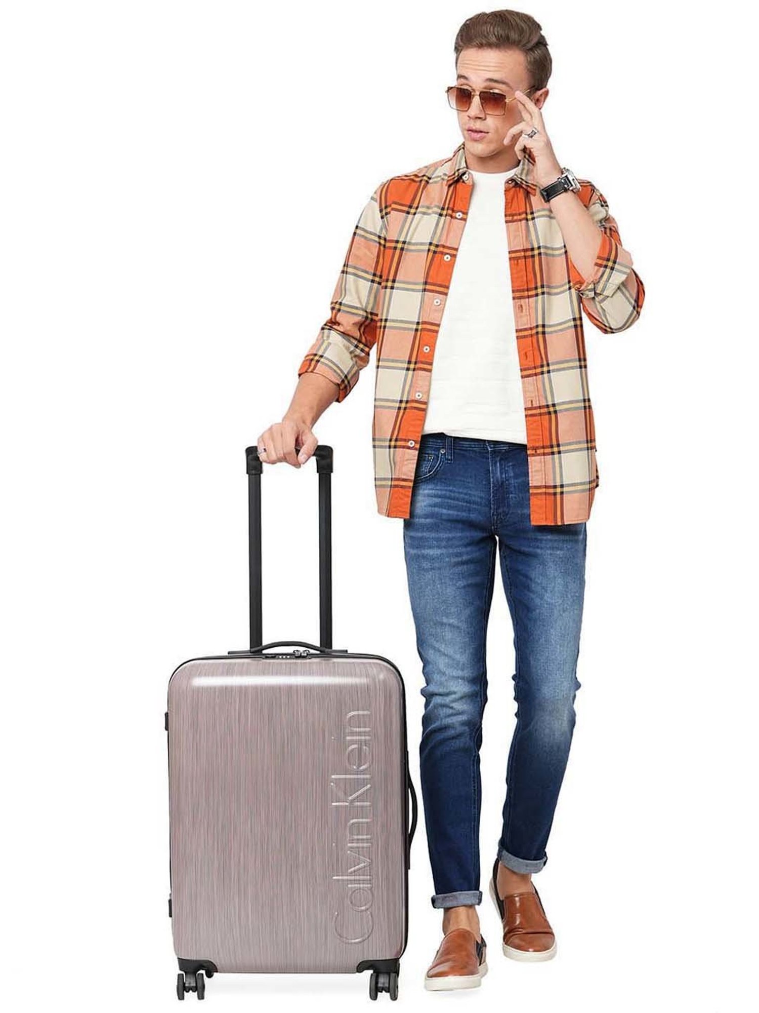 Calvin Klein Southampton Rose Gold Polycarbonate Hard Medium Trolley - 24 cms