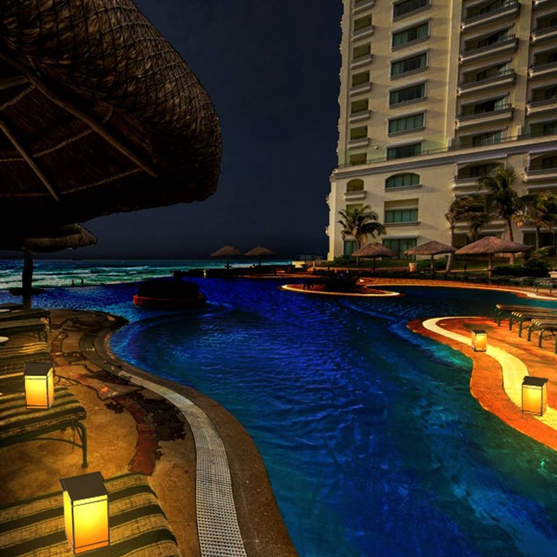 8" LED Solar Portable Outdoor Lantern with Flame - Techko Kobot