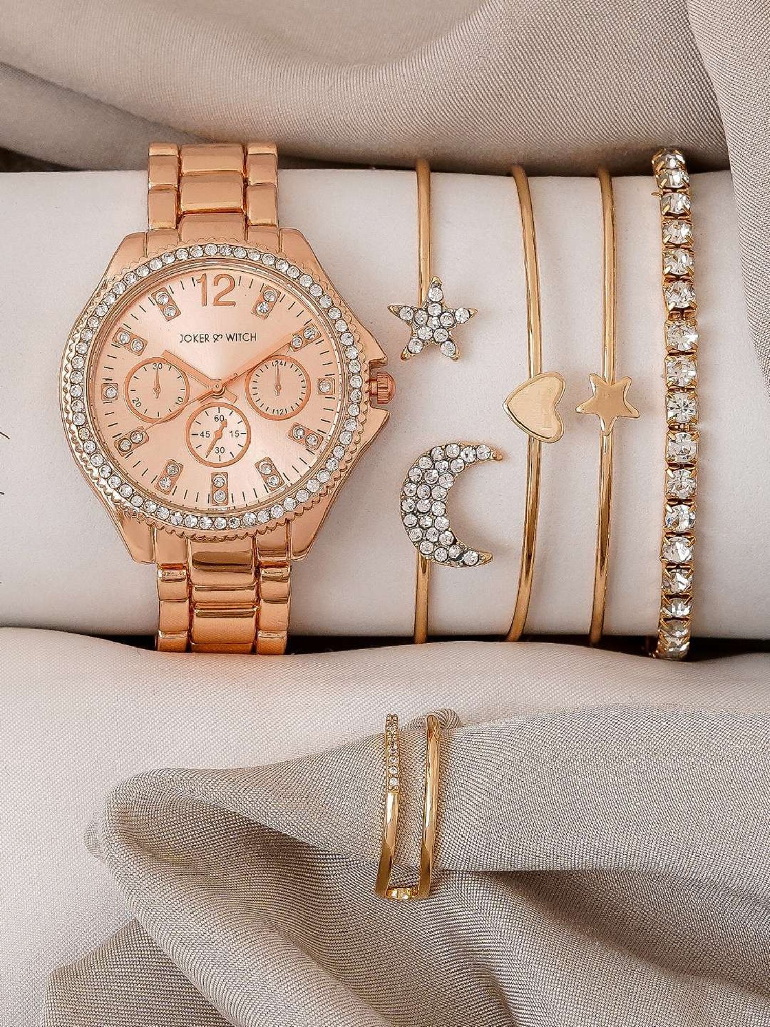 Joker & WItch JWLT733 Multifunction Watch for Women With Ring, Bracelet