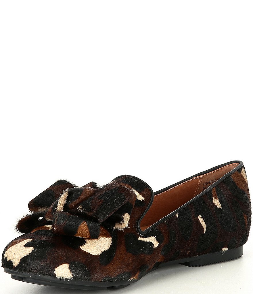Gentle Souls Eugene Ribbon Leopard Print Calf Hair Bow Loafers