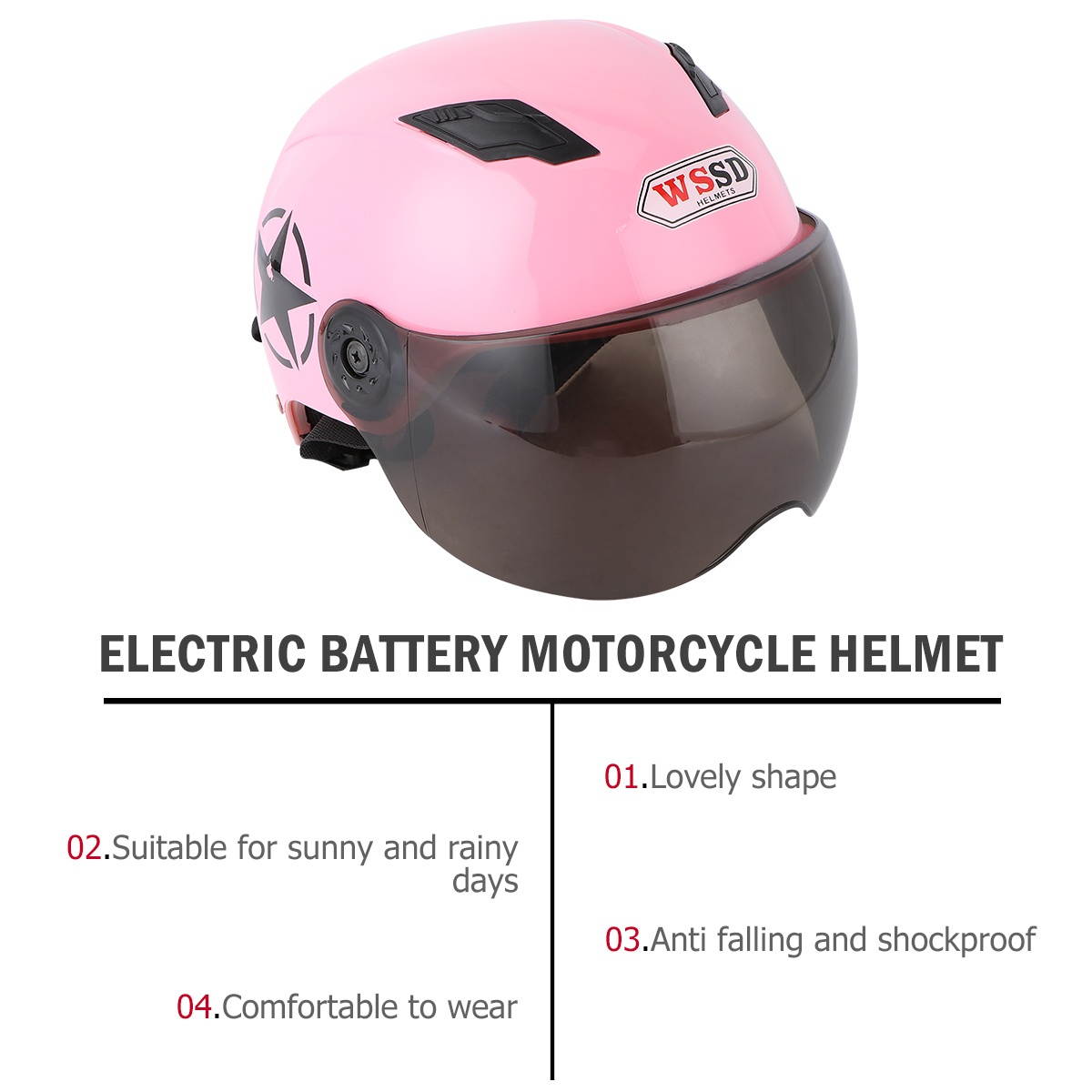 Adorable Motorcycle Helmet Fashion Cycling Helmet Protective Cap Outdoor Sports Motorcycle Riding Hat for Woman (Pink)