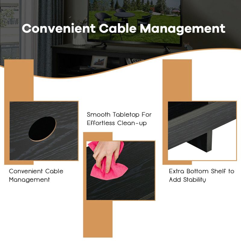 Costway 4-Cubby TV Stand Media Console for TV's up to 65'' w/ Adjustable Shelf